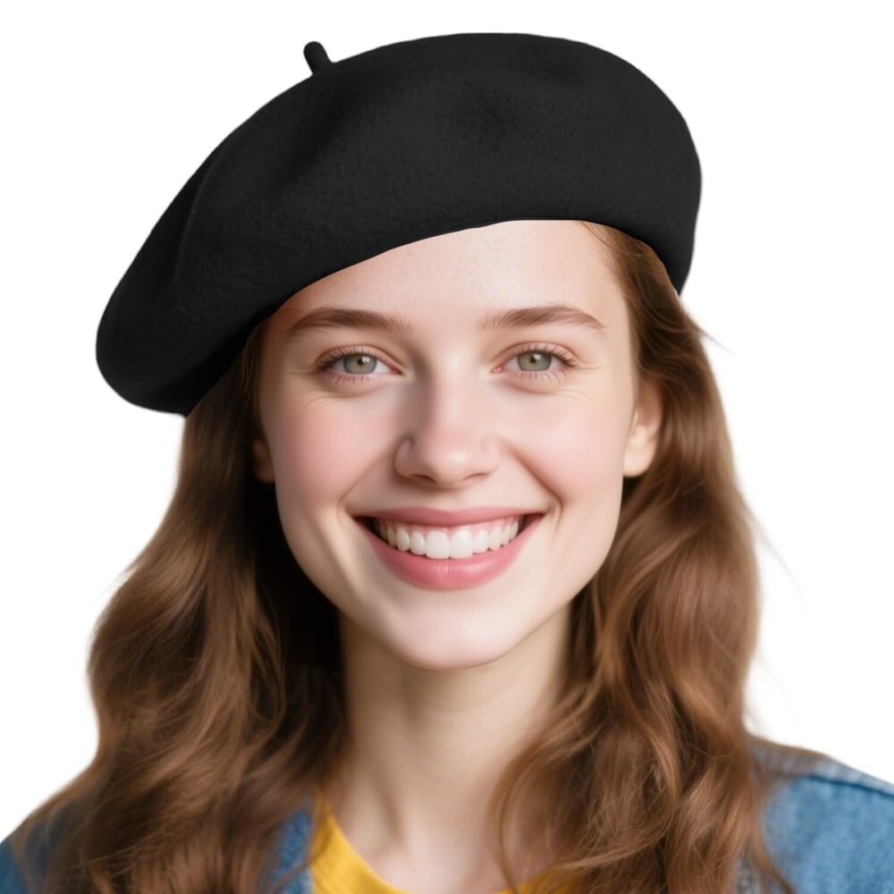 3329 French Breathable Solid Color Wool Beret Hats,artist Painter Beanie Hat